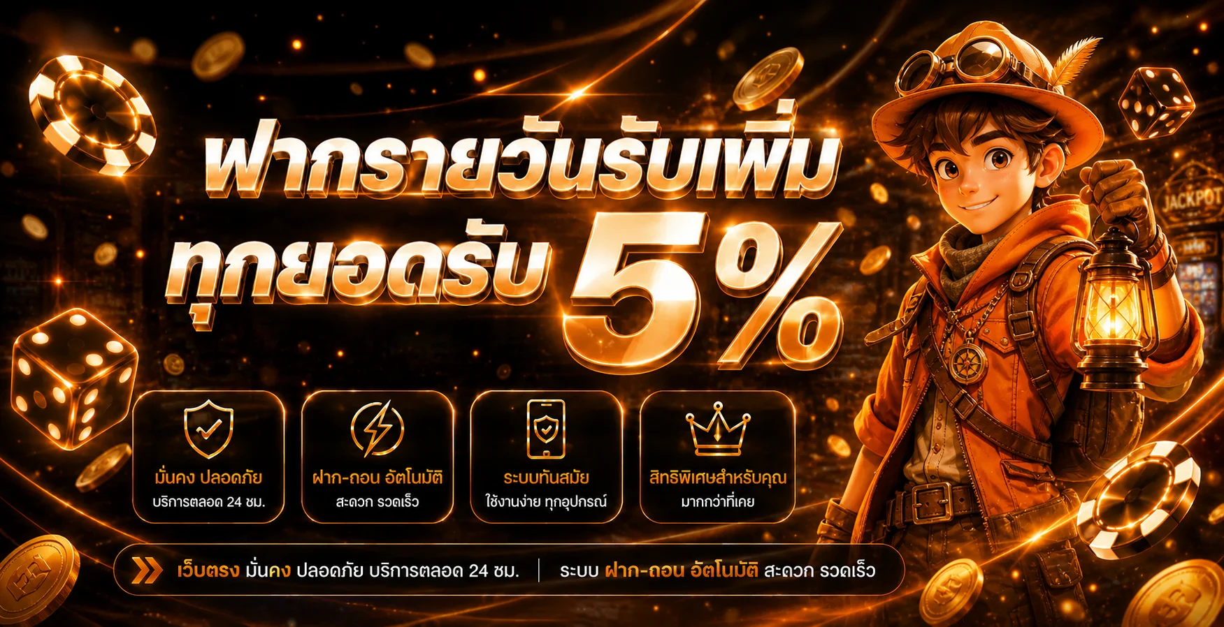 แบนเนอร์คืนยอดรายวัน UFAUSE99 โทนส้มดำ